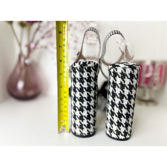 Betsey Johnson Melanni Houndstooth Block Heel Platform Sandal Black White 11 NIB - Picture 8 of 13